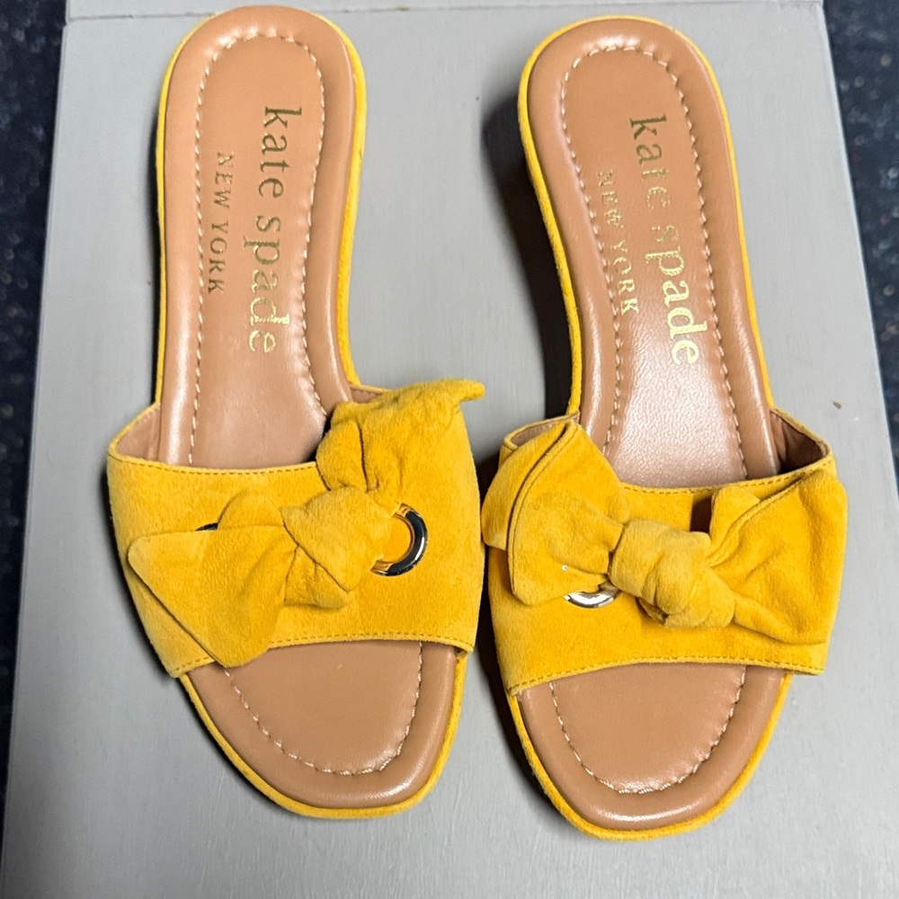 Kate Spade Mustard Bow Accent Sandals